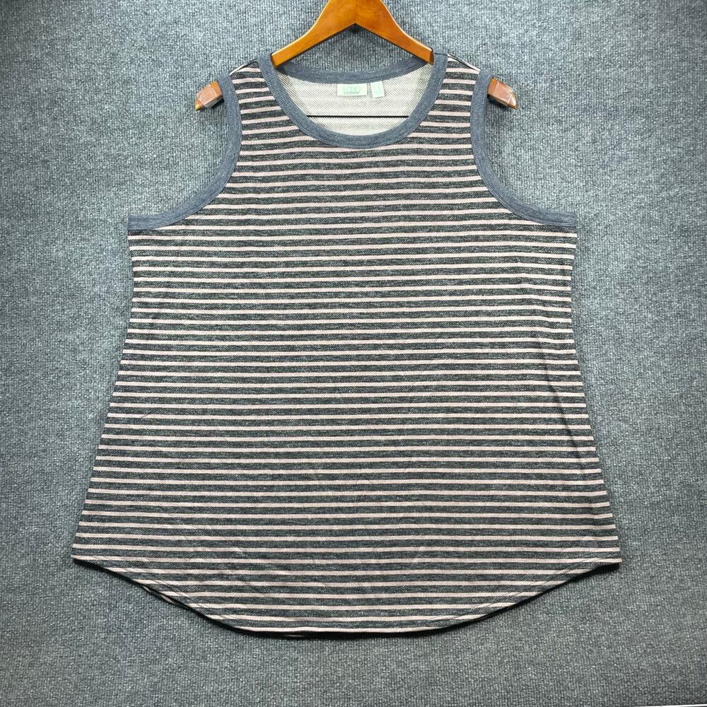 Logo Lounge Tank Top Women's Plus 2X Gray Striped Casual Streetwear